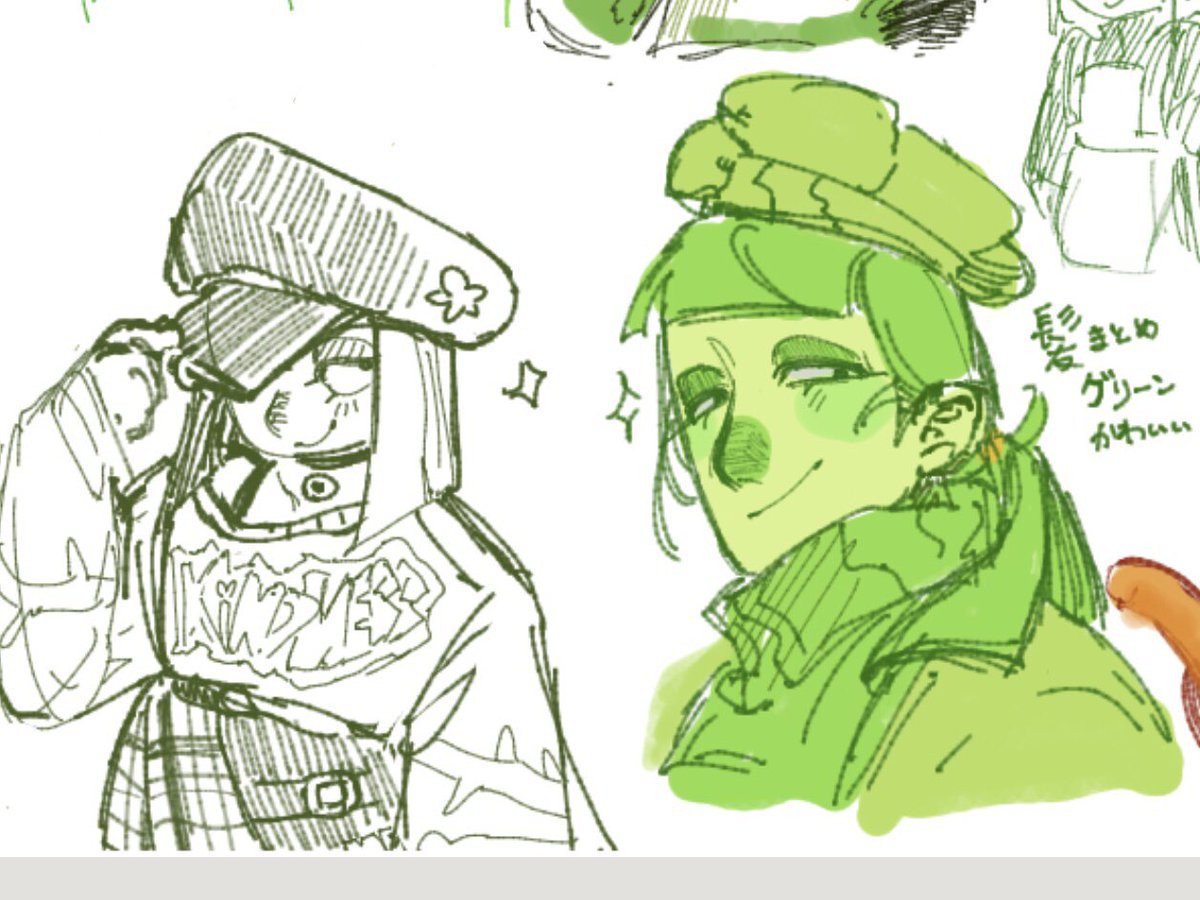H4rus4me_014's tweet photo. あいざわさち様のお絵描きチャットにお邪魔しておりました🙌
💚を中心に色々なものを描いてました✍🏻🎨 https://t.co/xHtsWevHmD