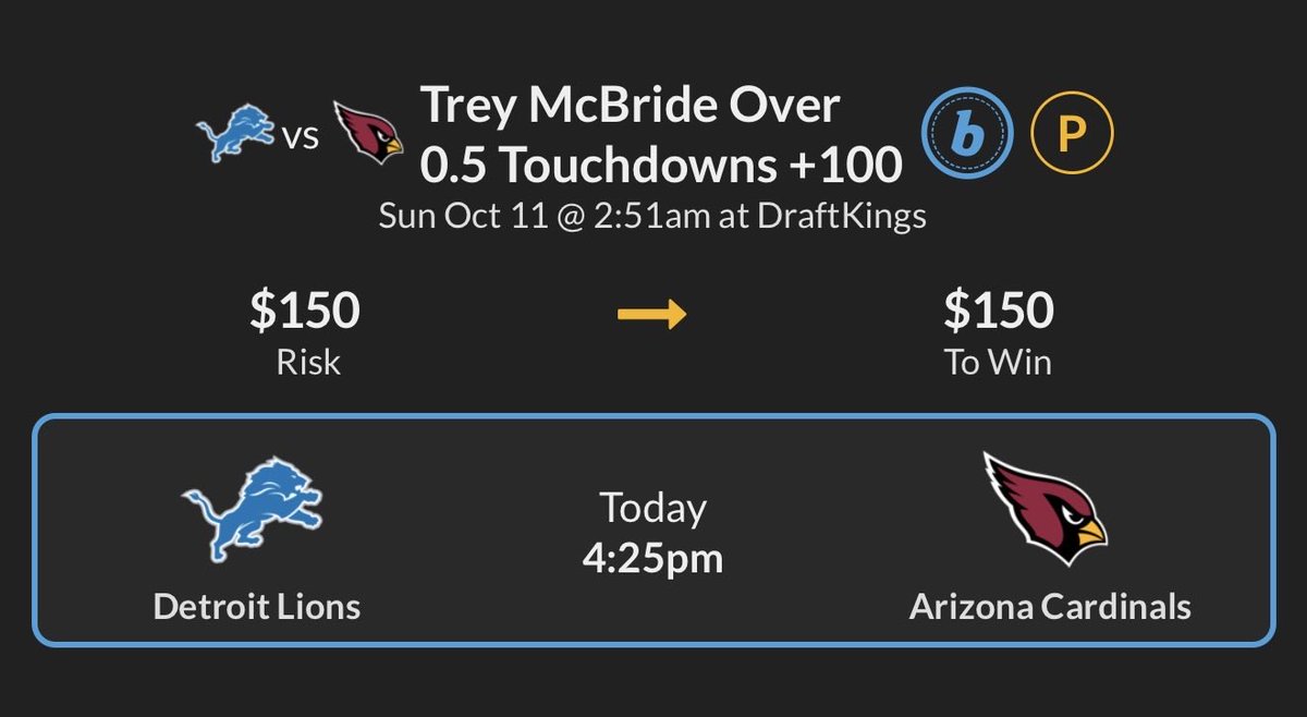 BezosBets's tweet photo. NFL Prime Play 🍀

🏆🏈 Lions vs Cardinals 
                                          
                                          SMASH❤️ https://t.co/IsLX4yb9eT