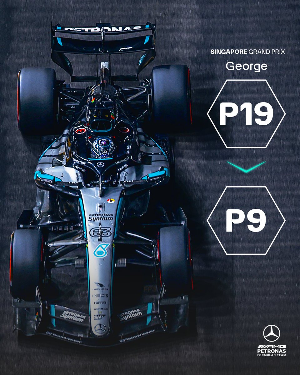 MercedesAMGF1's tweet photo. 10 positions gained 🤩

A masterclass from George in Singapore 👏 https://t.co/5gQ9w3ksjI