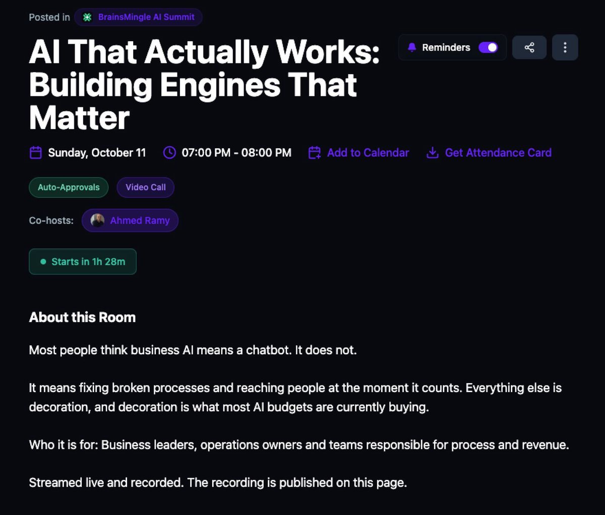 wdeveloper's tweet photo. Hey everyone 👋

Beyond the hype surrounding basic chatbots and general LLMs, I’d like to invite you to my live session today at the BrainsMingle AI Summit 2026:

🎙️ Session: AI That Actually Works: Building Engines That Matter 📅 When: Today | 7:00 PM Cairo Time (8:00 PM Makkah Time)
I’ll be sharing practical insights from our work at FastAutomate and https://t.co/hca2xkmhkD, breaking down how our PCT-patented Hybrid AI architecture (combining UI precision with Agentic Autonomy) reengineers complex operations for global institutions like Microsoft and the WHO.

What we’ll cover: • Why traditional task automation fails and how autonomous AI agents change the game • How to build intent engines and intent-driven candidate ranking • Scaling fast while maintaining bank-grade data privacy and keeping technology human

Looking forward to having you join the discussion live in the room!

🎟️ Direct Room Link: https://t.co/nYXGye1D3N

See you all there! 🚀
