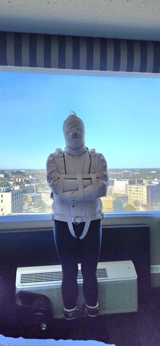 CanadragonAD's tweet photo. I'm just enjoying the "view" ...
...of the INSIDE of the canvas hood padlocked on my head.
🔒

Would YOU like to try this "view"? 😏

The weather is getting cold, so always remember to wear a heavy #straitjacket &amp; hood to keep warm.

Happy #StraitjacketSunday https://t.co/0dNk9Gq47a