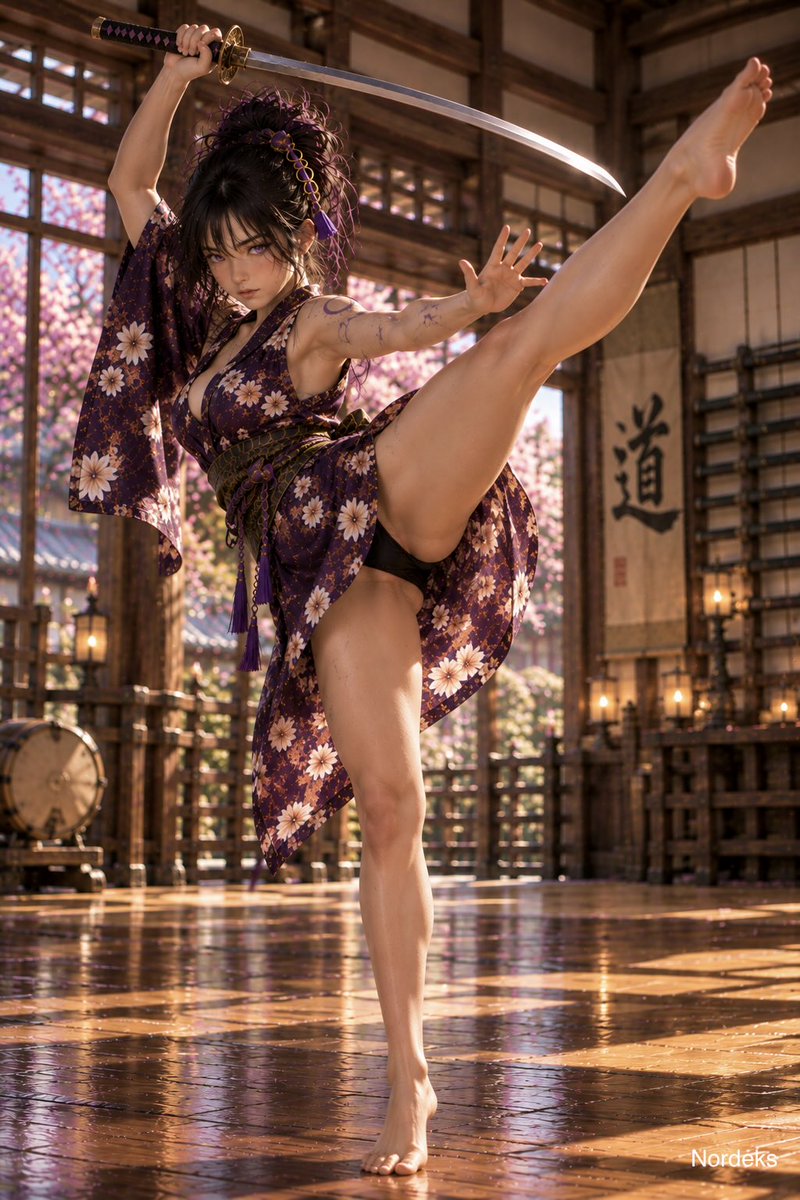 TSalomonse20709's tweet photo. Yue Kagami — Keeping Her Skills as Sharp as Her Katana ⚔️💜✨ #Aicharacter #Aigirl #fighter #YueNordeks https://t.co/BRxEFab6Vz