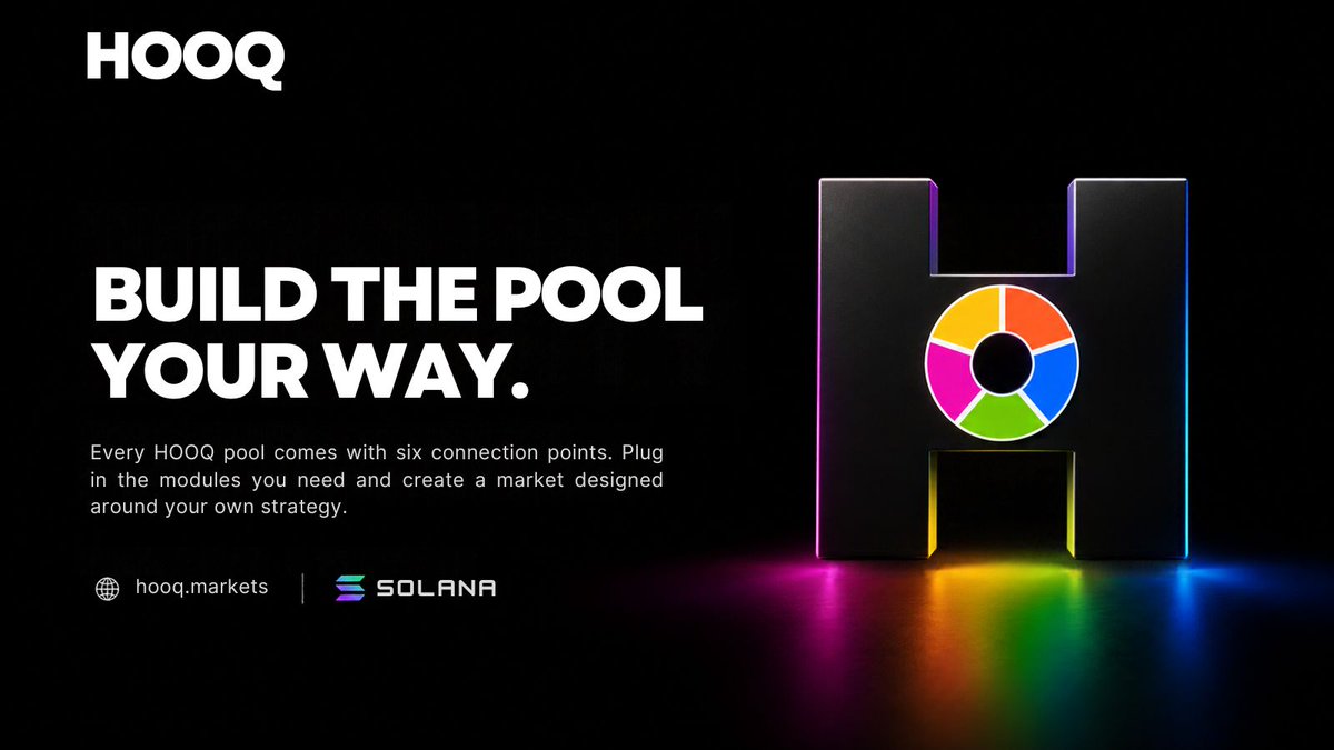 Hooq_Markets's tweet photo. Build liquidity pools tailored to your strategy 🧩Every HOOQ pool is equipped with 6 connection points. Plug in the modules you need and design a custom market that fits your exact execution goals.   

🌐 Start building: https://t.co/jQXnPK8WF9   
#Solana #DeFi #AMM #Crypto #LiquidityPools