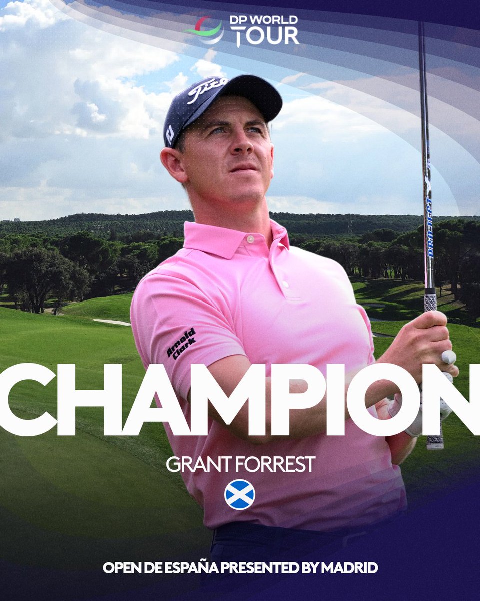 DPWorldTour's tweet photo. GRANT FORREST WINS THE OPEN DE ESPAÑA PRESENTED BY MADRID 🏆

#OpenEspana https://t.co/7QM6qRtwdR