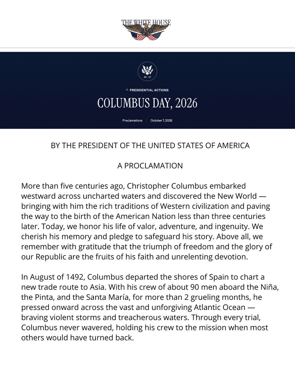 ItalyinUS's tweet photo. 🇮🇹🇺🇸 Proclamation by US President Donald Trump for Columbus Day https://t.co/EBid9C3SC8
