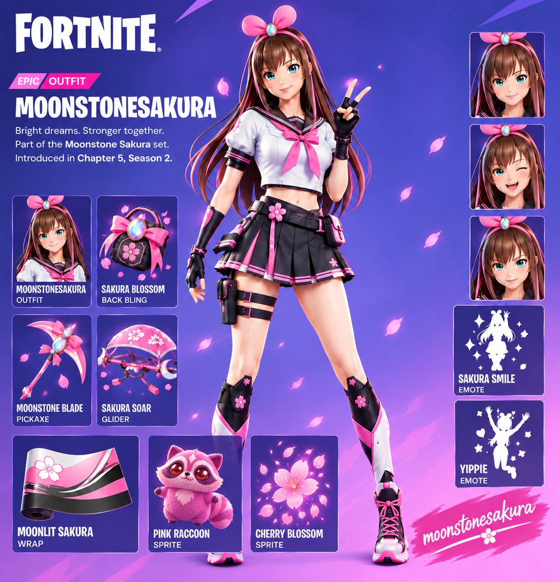 Moonstonesakura's tweet photo. ChatCPT Make me a fortnite bundle 💕🎀🌸

​The absolute DREAM is Epic Games calling me up and saying "we're giving you your own Fortnite bundle" 😭🌸✨

@ECOCNetwork @Fortnite #Fortnite #Gaming #Gamer #GamingCommunity #VideoGames #GamingClips https://t.co/jo7w92V7EQ
