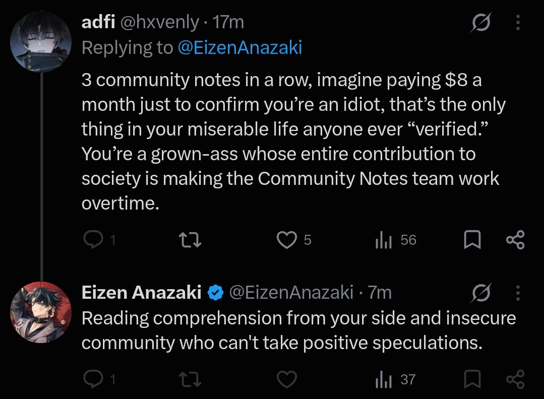 victimverse's tweet photo. Hoyo fans think spewing random bullsht and derogatory analysis are "positive speculations"

0 days https://t.co/Bl6DVwj5Xa