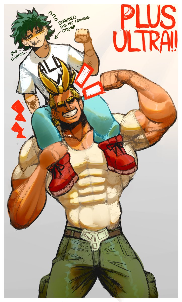 Taski100's tweet photo. Yoo-hoo, your first training day's always memorable‼🤘😝 #MyHeroAcadémia #AllMight https://t.co/yDI9Weaplw