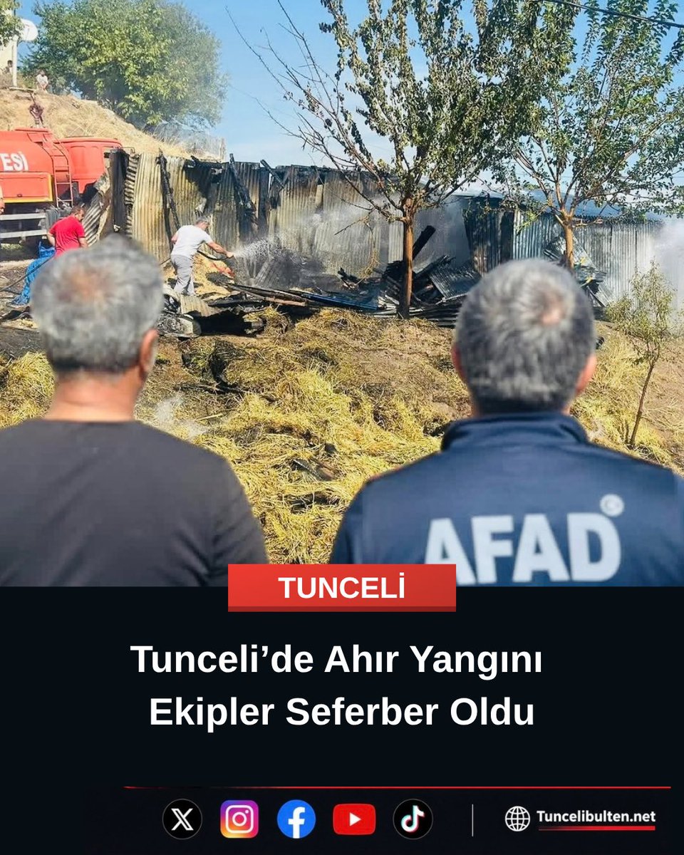 bultentunceli's tweet photo. Tunceli’nin Akpazar beldesine bağlı Kuşçu Esertepe Mahallesi’nde meydana gelen ahır yangınına müdahale edildi.
Yangına, Akpazar Belediyesi itfaiye ekiplerinin yanı sıra belediyeye ait su tankeri, 1 kepçe, AFAD ekipleri ve jandarma personeli müdahalede bulundu.

#Tunceli #yangın https://t.co/KS1v89t4nQ