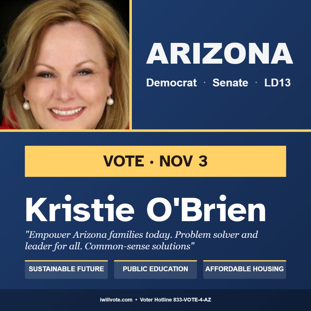 AZCoalitionLLC's tweet photo. Teacher. Lawyer. Veteran.

Racquel Armstrong, Kristie O'Brien, Jacob Weinberg aren't politicians — they're problem solvers who've already done the work.

Now they're running to serve Arizona families in LD13. 

Voting is underway! Vote all the way down the ballot. https://t.co/fO69RDhEZV