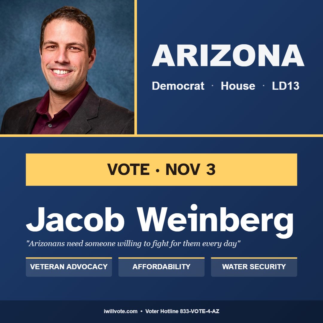 AZCoalitionLLC's tweet photo. Teacher. Lawyer. Veteran.

Racquel Armstrong, Kristie O'Brien, Jacob Weinberg aren't politicians — they're problem solvers who've already done the work.

Now they're running to serve Arizona families in LD13. 

Voting is underway! Vote all the way down the ballot. https://t.co/fO69RDhEZV