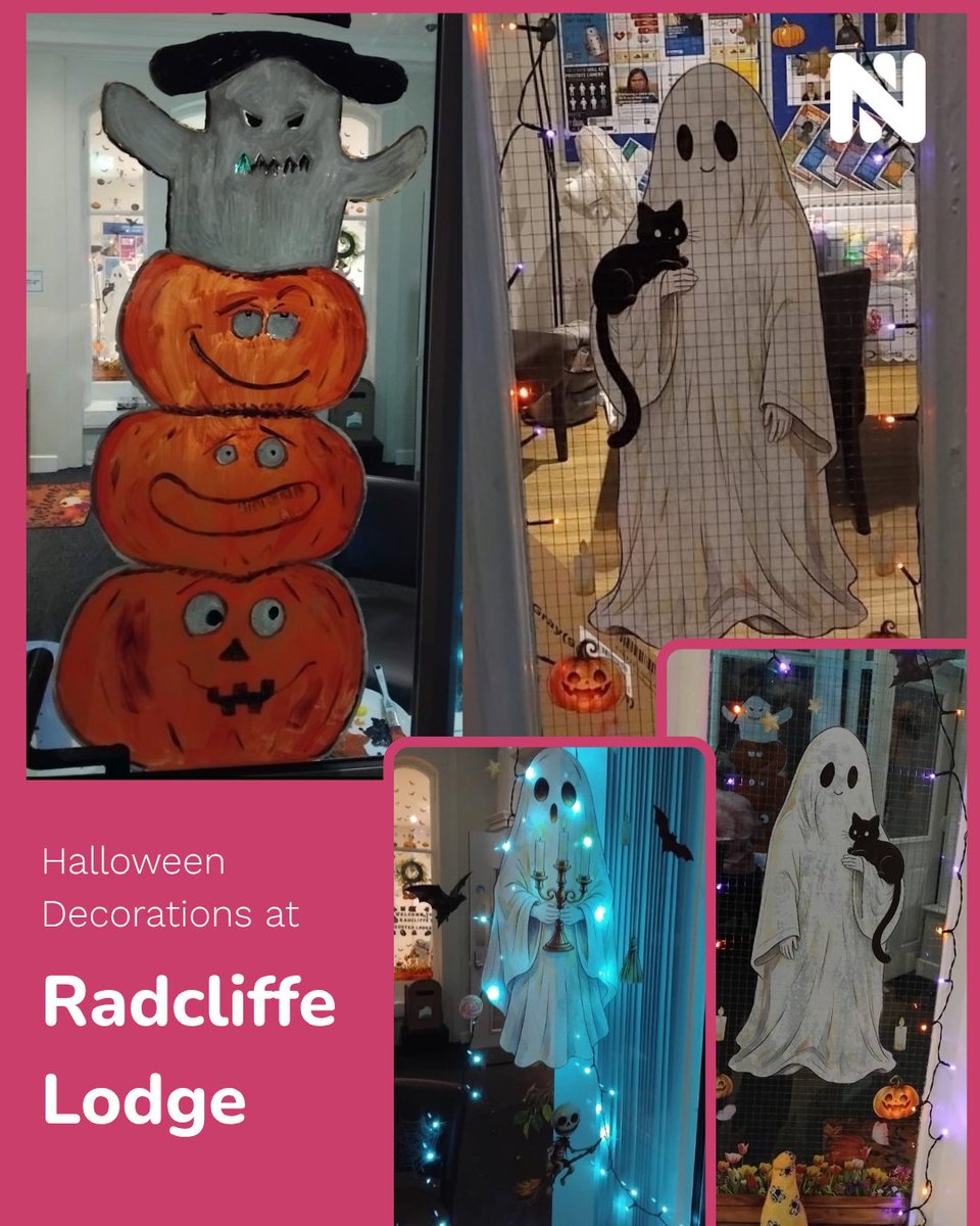 Northern_HC's tweet photo. The team and people we support at Radcliffe Lodge are already getting into the Halloween spirit, decorating the service with pumpkins, ghosts and bats. We can't wait to see what the rest of our services have planned - stay tuned! #WeAreNHC #SupportedLiving #Halloween https://t.co/d5Wl6dxATD
