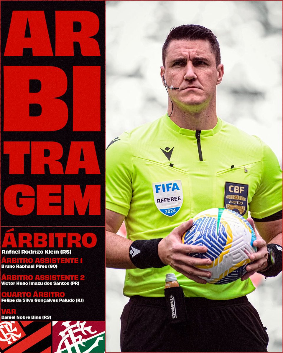 Flamengo's tweet photo. Confira a equipe de arbitragem para o #FlaxFlu de logo mais.

#DeixaABolaRolar https://t.co/m1I8V0HaqW