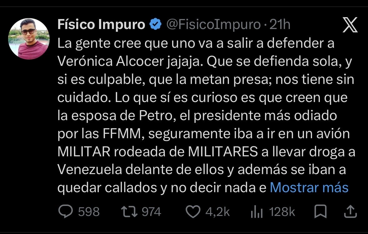 AlejoDelAr's tweet photo. @FisicoImpuro Ayer decía “Que se defienda sola” y que “si es culpable la metan presa”

Hoy ya sale a decir que es un chisme 🤣🤣

A mí sí me da pesar con las bodegas, tener que salir a defender a Petro y sus cagadas debe ser muy hp

Que embarrada con la gente que si creyó en ellos

#Colombia https://t.co/oH2SOlndoh