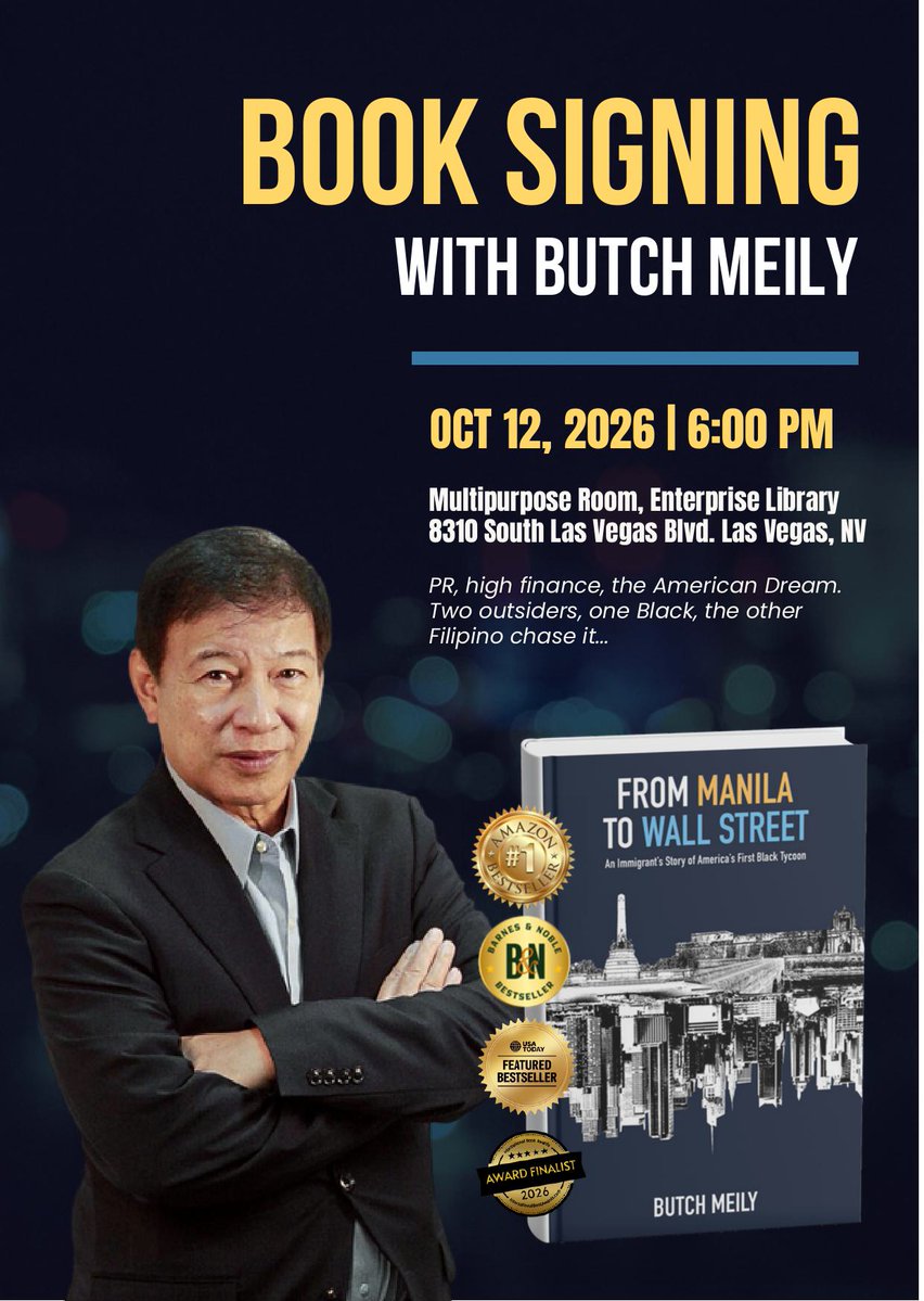 ButchMeily's tweet photo. ⏰🎉📚TOMORROW 10/12! Go all in with me at my #LasVegas book signing, taking place at Enterprise Library just off the city’s world-famous Strip. https://t.co/fRZ0BYUt4g