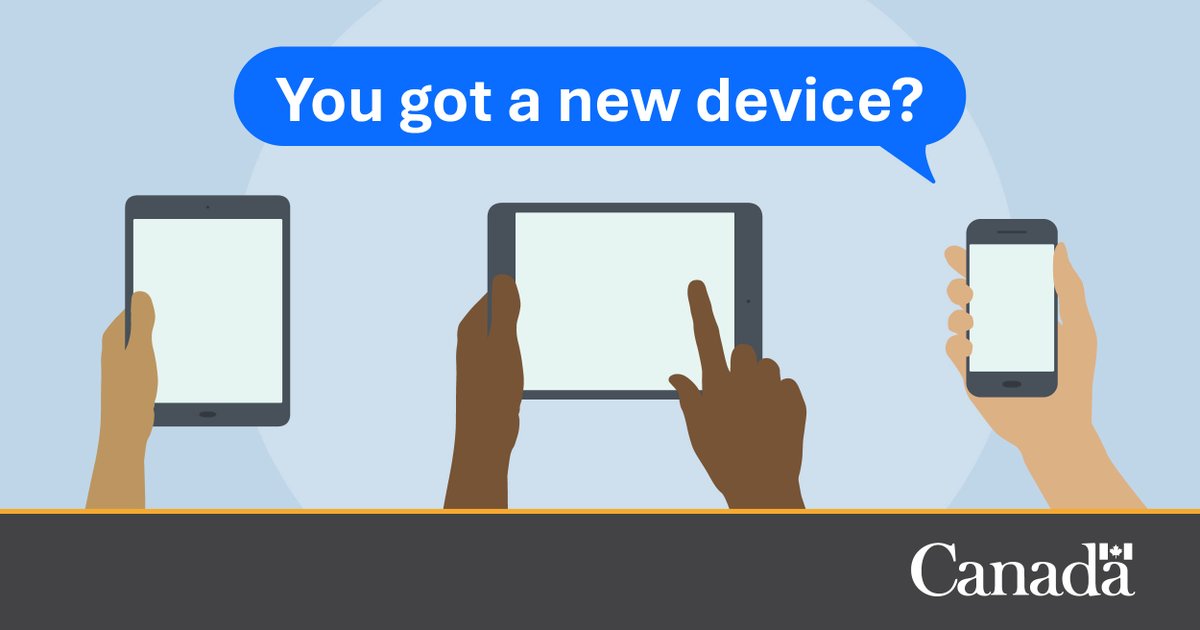 Safety_Canada's tweet photo. When you get a new device it’s important to secure it. 
-Lock it with a strong password and/or biometrics.
-Update your privacy settings.
-Enable automatic software updates. 
-Uninstall apps you won’t use.
Check out more tips: https://t.co/RmtRU516JK #CyberMonth2026 https://t.co/e6kaRicboX