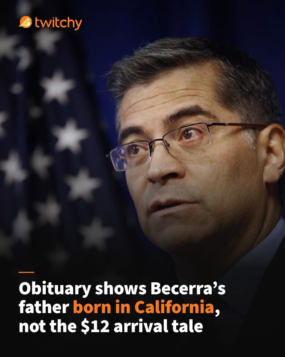 nettermike's tweet photo. An obituary shows Xavier Becerra’s father was born in California, not a penniless immigrant in his twenties as the candidate has claimed. https://t.co/GRyUrI1szk