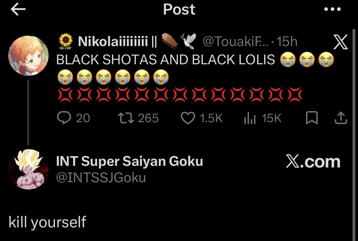 loopylovelylala's tweet photo. Saw this tweet and my first thought was “wow they must not fw black ppl” instead of “oh they hate shotacons” 

Only for me to scroll down 😭😭😭 https://t.co/ti5cTmqeQZ