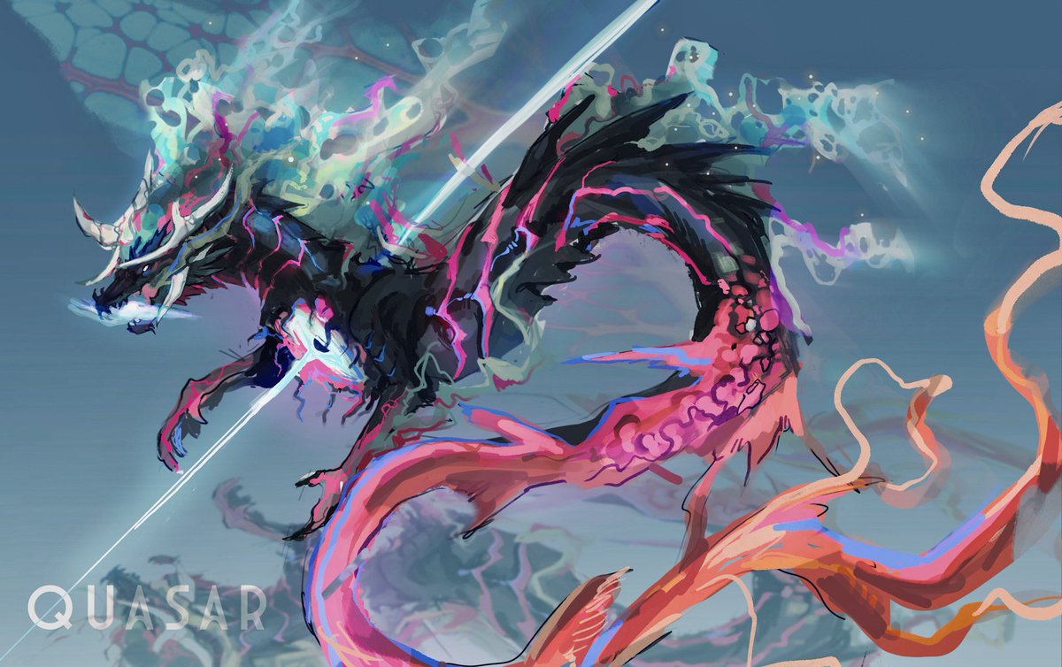 jello_feesh's tweet photo. Made a quasar space dragon!!!

Not sure if this should be a form of the black hole dragon or if it’s its own entity 🤔 
He looks like fish atm so I’ll play around with his design https://t.co/wd7rgGuFBU