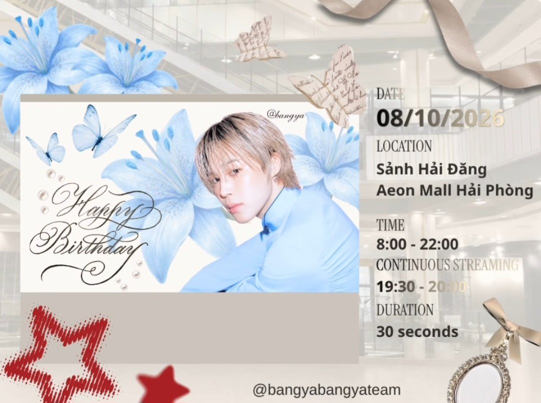 JIMIN_RECORD13's tweet photo. 베트남 하이퐁 AEON MALL의 4개 스크린에서 송출된 또다른 지민 생일축하 LED 광고입니다.

📍AEON MALL HẢI PHÒNG
🗓 2026.10.08
 
*주최 @ alpi_delova (Threads)
멋진 서포트 감사합니다 🙇‍♀️ 
➡️ https://t.co/y5cI1Di7XA

HAPPY JIMTOBER 
#JIMTOBER2026
#OurSerotoMin
#우리의_세로토민 #지민 https://t.co/0Y7HUYuDq0