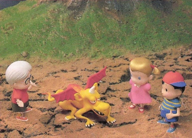 nineten's tweet photo. In a few of the old MOTHER 1 strategy guides, they have these cute little dioramas they made using the clay models. I just think they're neat. https://t.co/SgE6UmFsEt