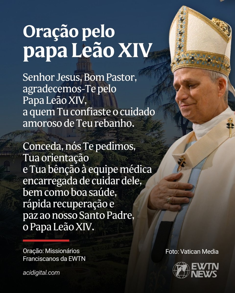 ewtnnewspt's tweet photo. O Papa Leão XIV pediu nossas orações, já que se prepara para passar por uma cirurgia nesta semana. Vamos nos unir em oração para que a cirurgia seja bem-sucedida e ele tenha uma rápida recuperação. 🙏

📌 Siga @ewtnnewspt para mais conteúdo católico. https://t.co/fyS5D4BG3b