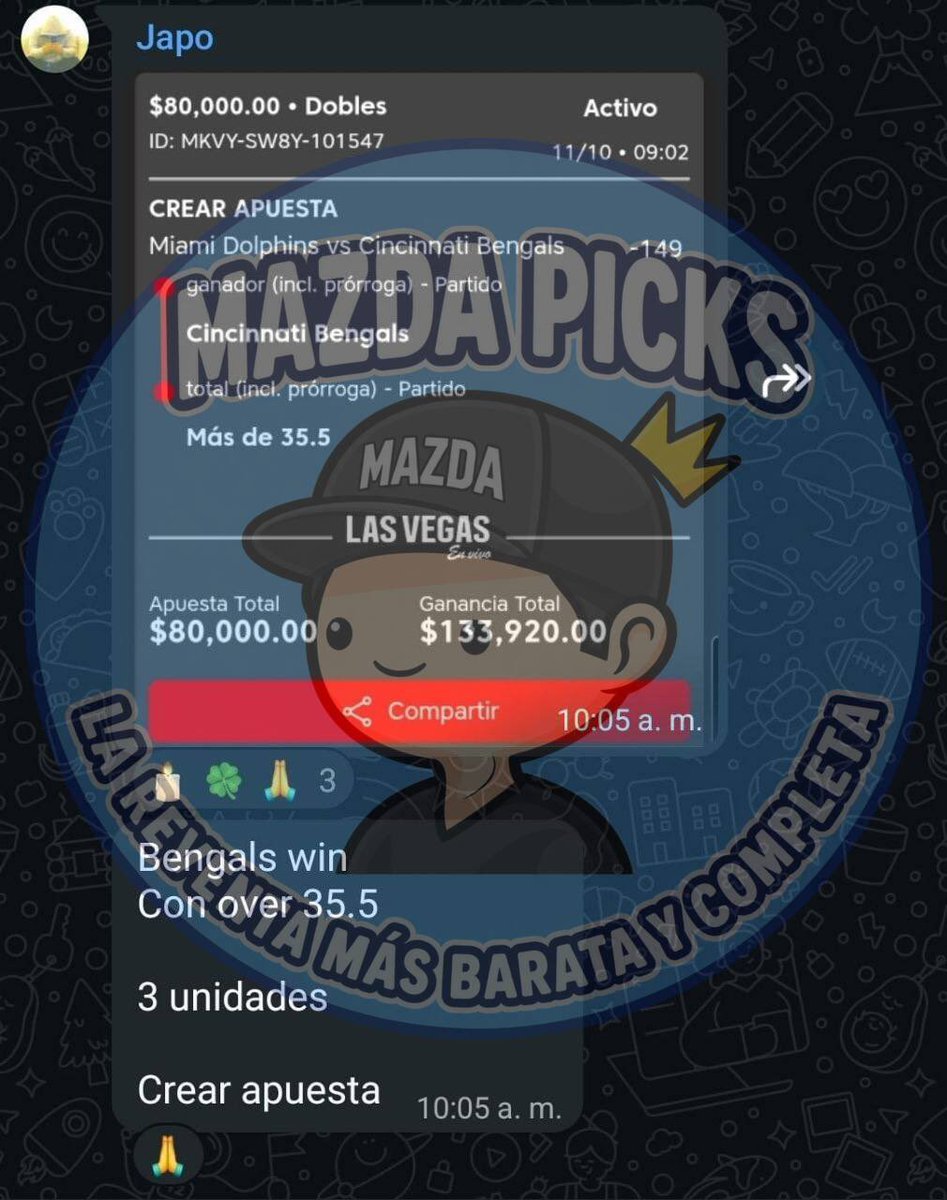 mazdapicks's tweet photo. JAPO  🏈

CARTELERA NFL 🔥 

PARA RECUPERAR LAS 10 PERDIDAS SEGUIDAS 😂❌

CANAL FREE 👉🏻 https://t.co/MLI5apZglW

INFO ➡️ https://t.co/dhDY1pqtYo

PROMOCIÓN DEL MES 💥

🚨 GRUPO PREMIUM LO QUE RESTA DE OCTUBRE - $2️⃣0️⃣0️⃣PESOS MEXICANOS
➖➖➖➖➖➖➖➖➖➖➖➖➖ 
SÚPER PRECIO DE REGALO 🎁