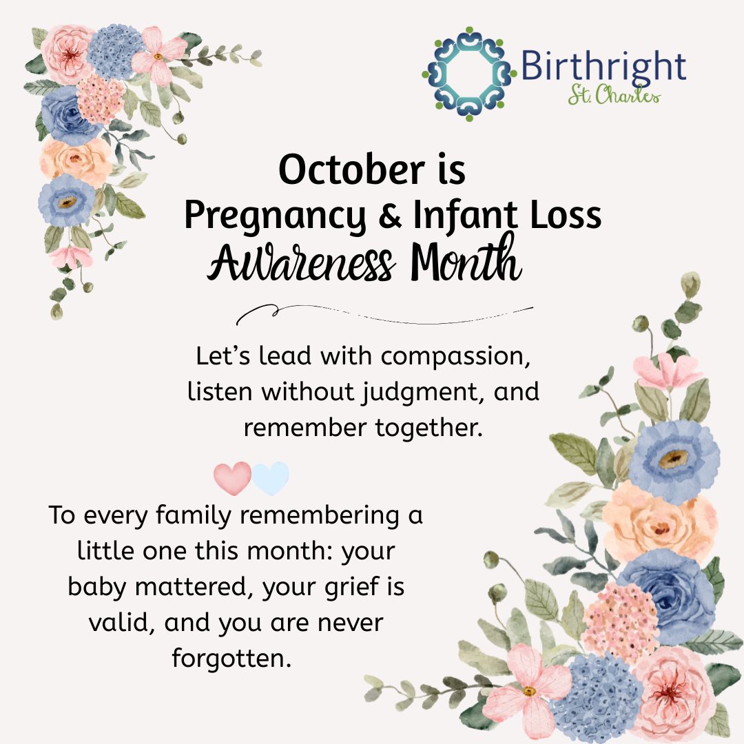 BirthrightStC's tweet photo. 💗 Pregnancy & Infant Loss Awareness Month 💗
October is a time to remember the babies we never got to hold, the little lives that changed us forever, and the parents and families who carry their love every day.

Pregnancy and infant loss can be deeply painful and often invisible. Today and throughout this month, we honor every baby, remember every family, and hold space for the grief that has no timeline.

#PregnancyandInfantLossAwarenessMonth #wearehere #stcharlesmo