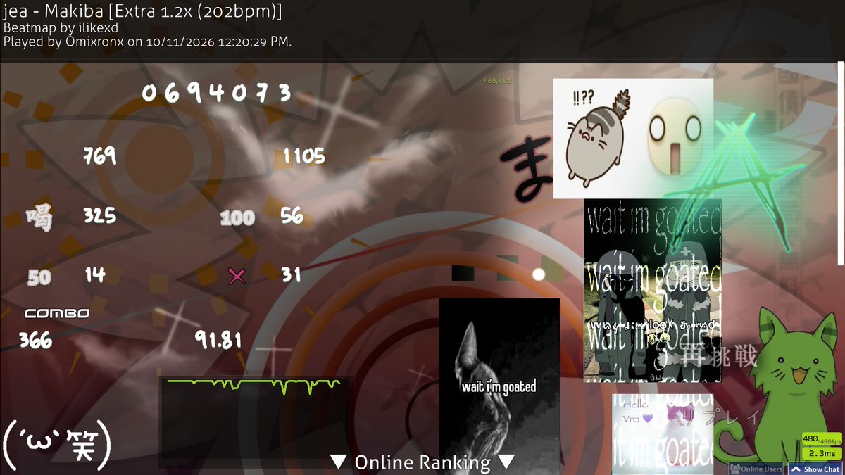 Omixronx's tweet photo. how do i get good at streams 
saragi: play etterna 
myucchii: play etterna
nibby: #🐸🐟 в𝓸Řℕ 𝕤Ļίⓟⓟ𝓎! 6.7ｘ？}？}....... 𝓦𝓞ℛℒ𝓓 ℱ𝓘ℛ𝓢𝑇 𝓐𝓐[🥥WORSTSTAMINASCORE]⭐ https://t.co/Ep65ONqOTw