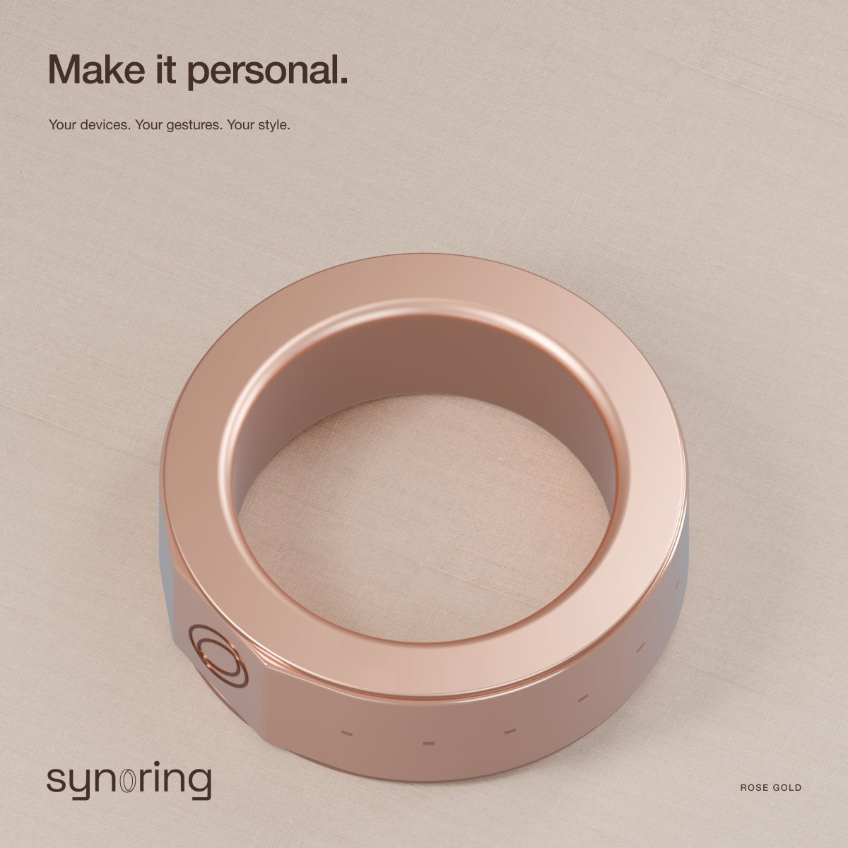 SynoRing's tweet photo. Technology is personal. It should look the part.
Synoring in Rose Gold — a warm finish for a new way to interact. https://t.co/Y6iJnKuAHC