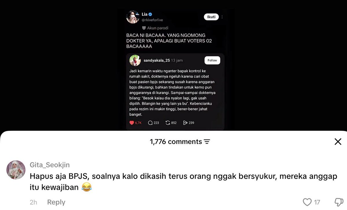 reibelinheart's tweet photo. Stop ngomong hapus bpjs krna penerima manfaatnya banyak dan beneran sangat membantu. Pemangku kebijakan kita banyak yg ga punya hati, sekarang aja anggarannya berkurang dan banyak yg dibatasi kalo mrka liat bisa aja beneran dihapus program ini dan yg kena imbasnya rakyat lagi. https://t.co/LCHVdF4OF0