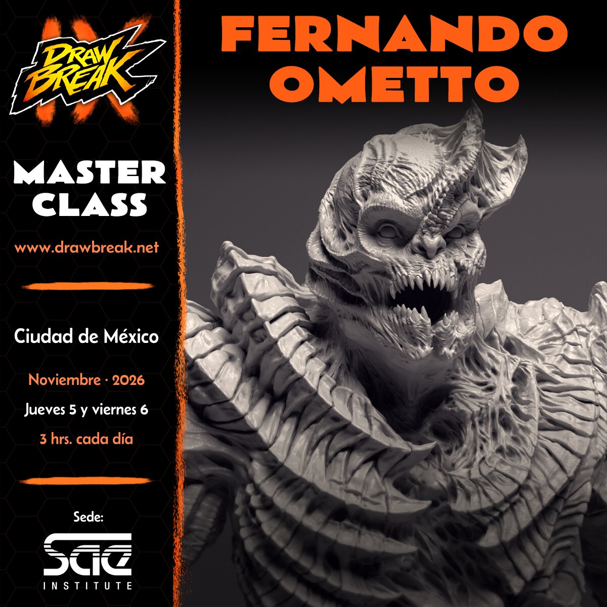 DrawBreak's tweet photo. ¿Te gusta el Modelado 3D y eres fan de Gears of War, APEX y Bioshock?
Entonces no te pierdas la Master Class exclusiva de #db9 para modelar criaturas con Fernando, artista que ha trabajado para esos videojuegos.
@mexicosae 
*ÚLTIMOS LUGARES / Idioma Inglés https://t.co/xjkGpaFBpP https://t.co/NrDyyhOX5K
