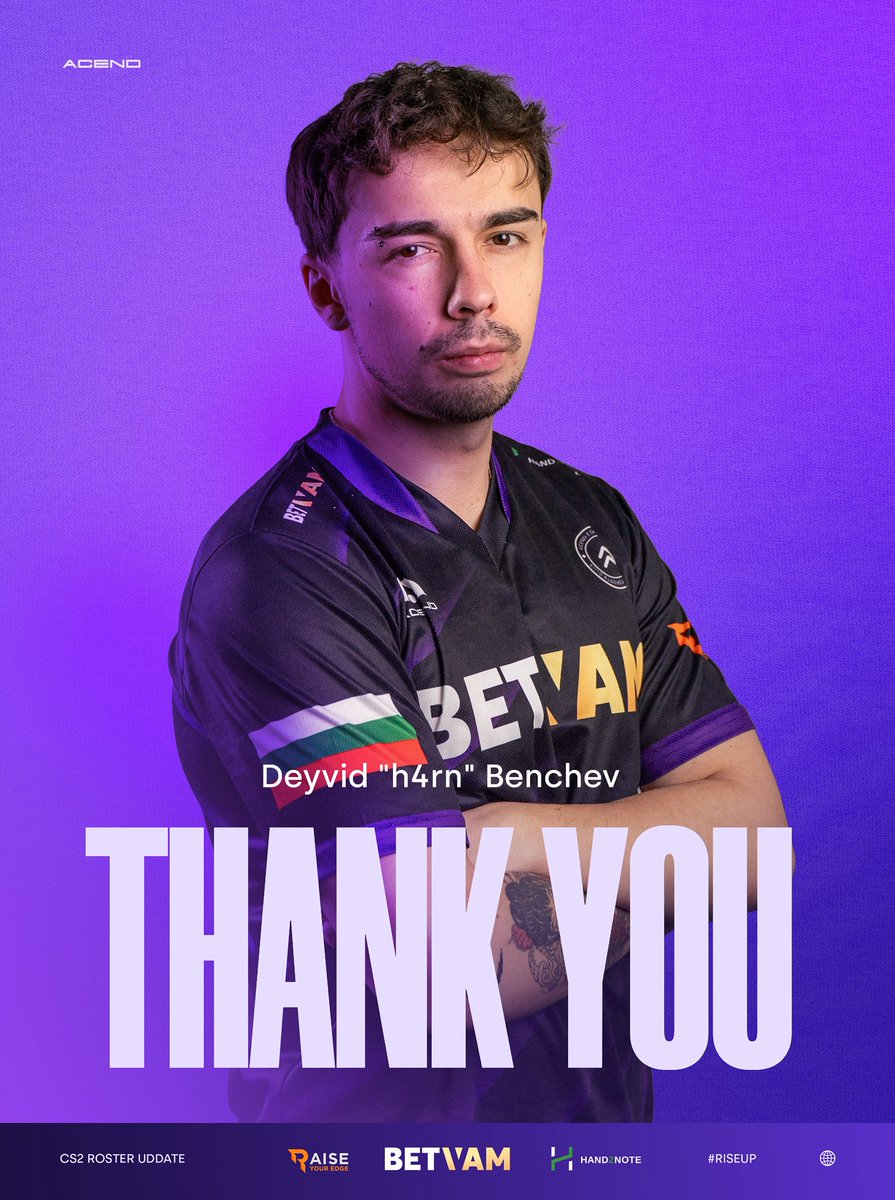 AcendClub's tweet photo. After mutual agreement, we’ve decided to part ways with Deyvid "h4rn" Benchev.

While we gave it our best, we ultimately felt that the team chemistry wasn’t quite where it needed to be for us to move forward together.

We’re grateful for the time we’ve spent together and the memories we’ve made along the way. Thank you for everything, h4rn! 

We wish you nothing but the best in whatever comes next. GL 🤝