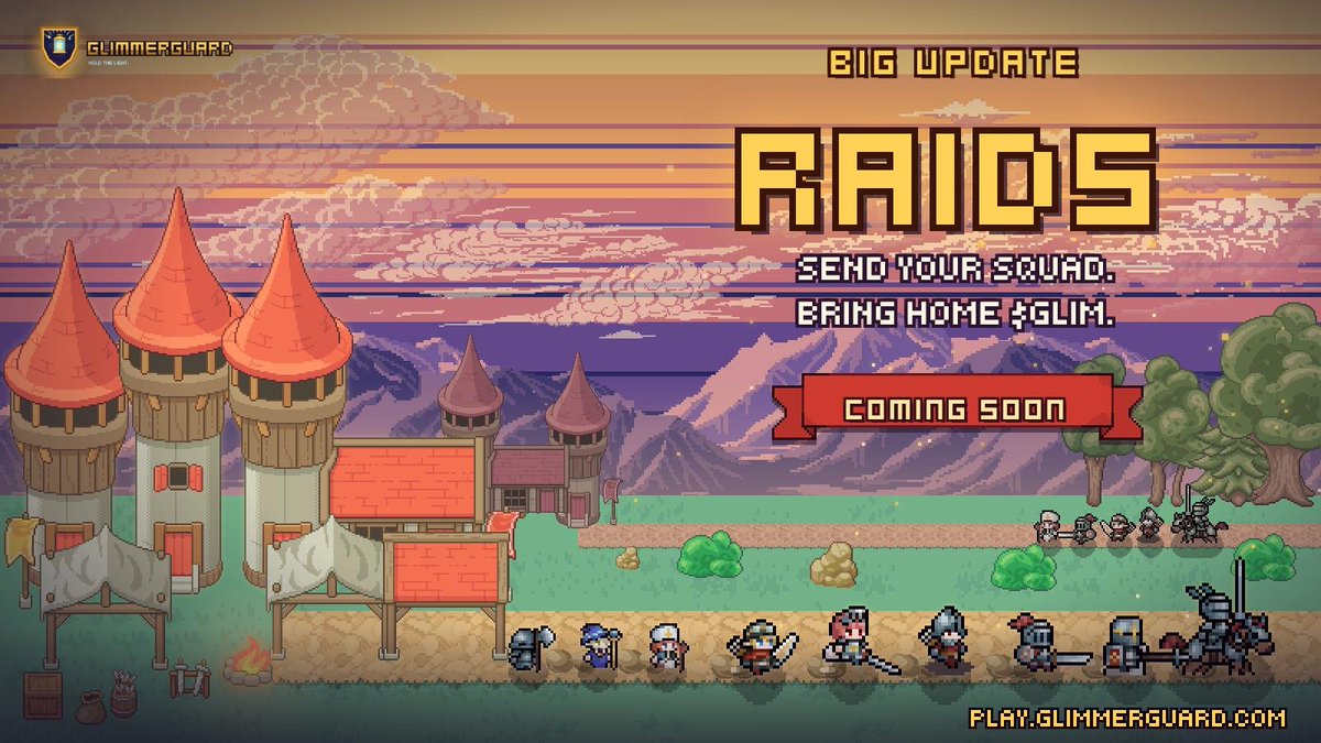 GlimmerGuard's tweet photo. Big update: Raids.

Buy a camp. Send your squad down the road.
It comes home with robinhood:0x4879cd5fe9f57213618435fa2ad19f398326370d from the Raids vault.
Watch out for ambushes.

Coming soon. https://t.co/bDiJEpvVbD