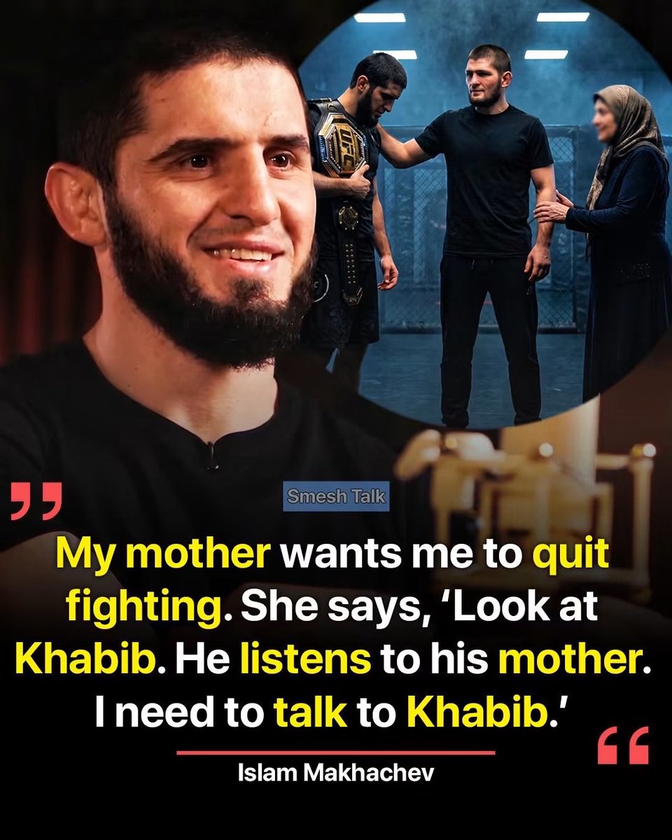 Iliazavy's tweet photo. Listen to Allah. Go home and pay filial piety to your mother. Don‘t appear on the field again. I don’t want you to smell your opponent‘s crotch again.
#UFC 
@MAKHACHEVMMA https://t.co/AVAe9NaSEX
