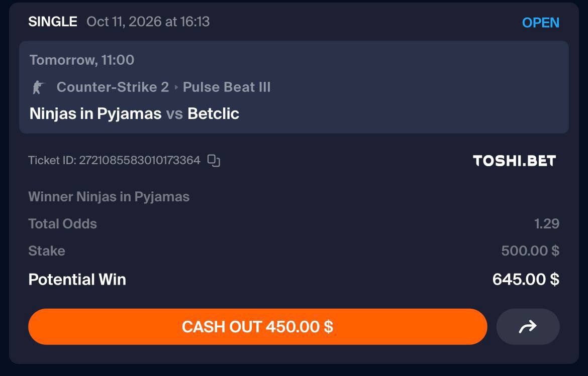 Entuscs's tweet photo. I think Ninjas in Pyjamas have been looking sharp recently, so I decided to bet $500 on them 👀

Which match should I bet on next? https://t.co/hCRiTPktQC