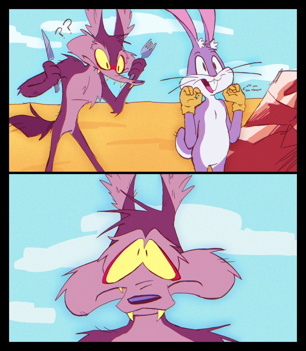 macarronn__'s tweet photo. "Birds for some reason" pero es wileroad (no sé animar así q conformense con un comic pedorro)

#looneytunes #looneytunesart #wilerunner #wileroad #roadrunner #wileecoyote #bugsbunny https://t.co/YUpo7j5ot1