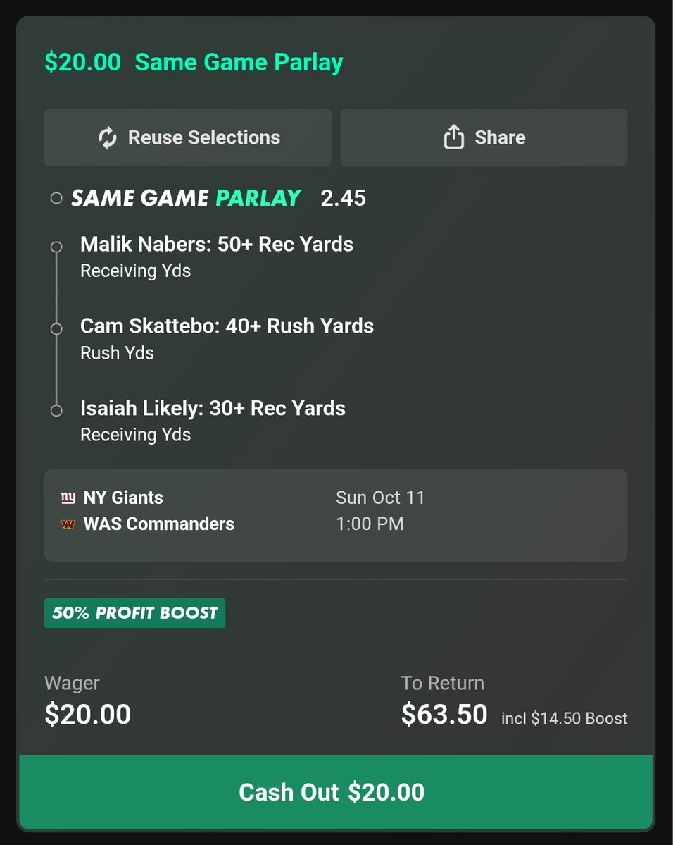 BOBhy623's tweet photo. EARLY BIRD SPECIAL ON BET 365
+50% PARLAYS BOOST

MY SECOND 4 AFTERNOON GAMES

MIN @ NO⭐️
LV @ NE⭐️
NYG @ WAS⭐️
IND @ PIT⭐️ https://t.co/yLmiw41JmP