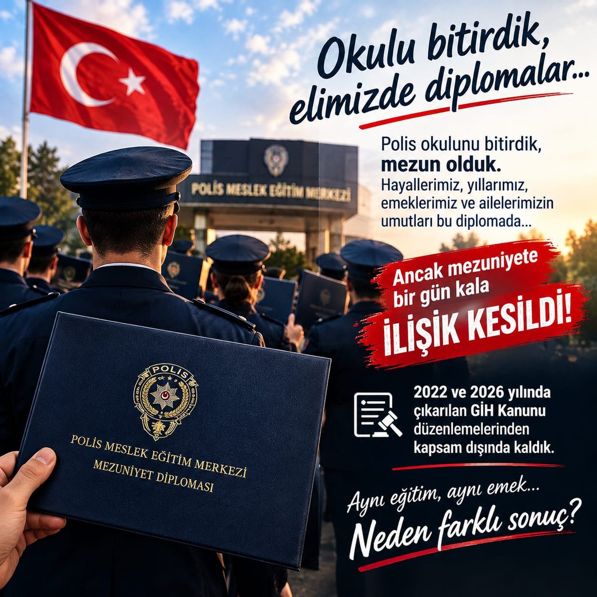 SultanSencer25's tweet photo. @mustafaciftcitr Egm sağlık şartları nedeniyle elenen polisler yanıt bekliyor Mezuniyet esası alınıp gih kanununa dahil olmak istiyoruz 8,9 ay egitimden sonra Mezun olup mesleğe başlayamamak bizlere yapılan zulümdür https://t.co/YXvndCuWXA