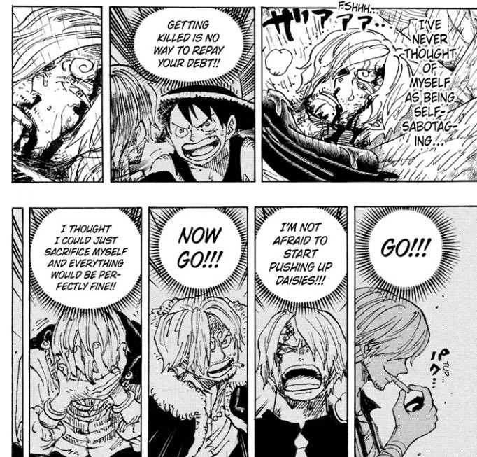 aquarobinn's tweet photo. #ONEPIECE1195 

Sanji has spent so much of his life putting everyone else before himself that he struggles to see his own worth. 

Overcoming that mindset will be the key to unlocking his Conqueror’s Haki in the next few chapters. https://t.co/4BSV8LX8Jg