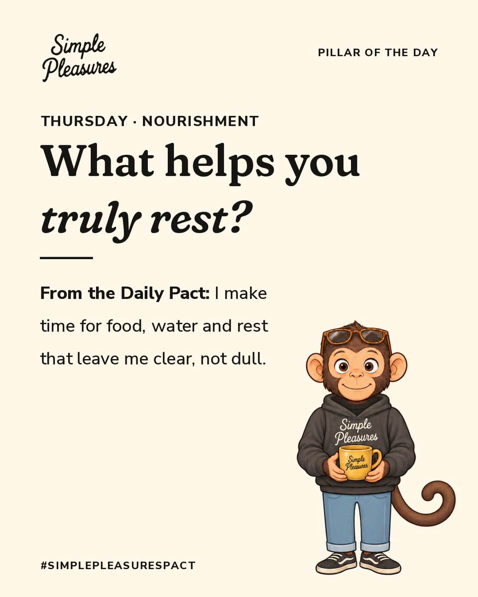 homeofsp's tweet photo. Thursday is for nourishment, and rest counts.

What helps you truly rest? Mine: a warm mug and nowhere to be.

From the Daily Pact: "I make time for food, water and rest that leave me clear, not dull."

#SimplePleasuresPact #SimplePleasures #EatWell #slowliving #intentionalliving https://t.co/6ysiZrPeML