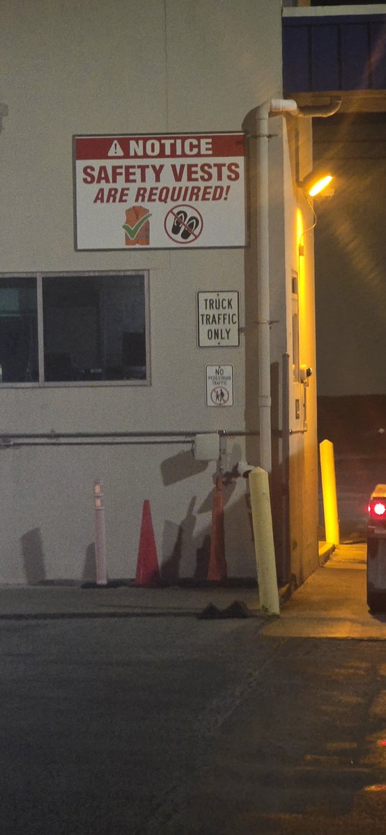 wrightrucker's tweet photo. Just delivered a load of fresh milk to Nestle in Anderson,IN..Look at the sign on the guard shack where trucks enter...Hats off to Nestle..Really truckers dont wear flip-flops 
@boneheadtruckrs https://t.co/o1CSGH1NNk