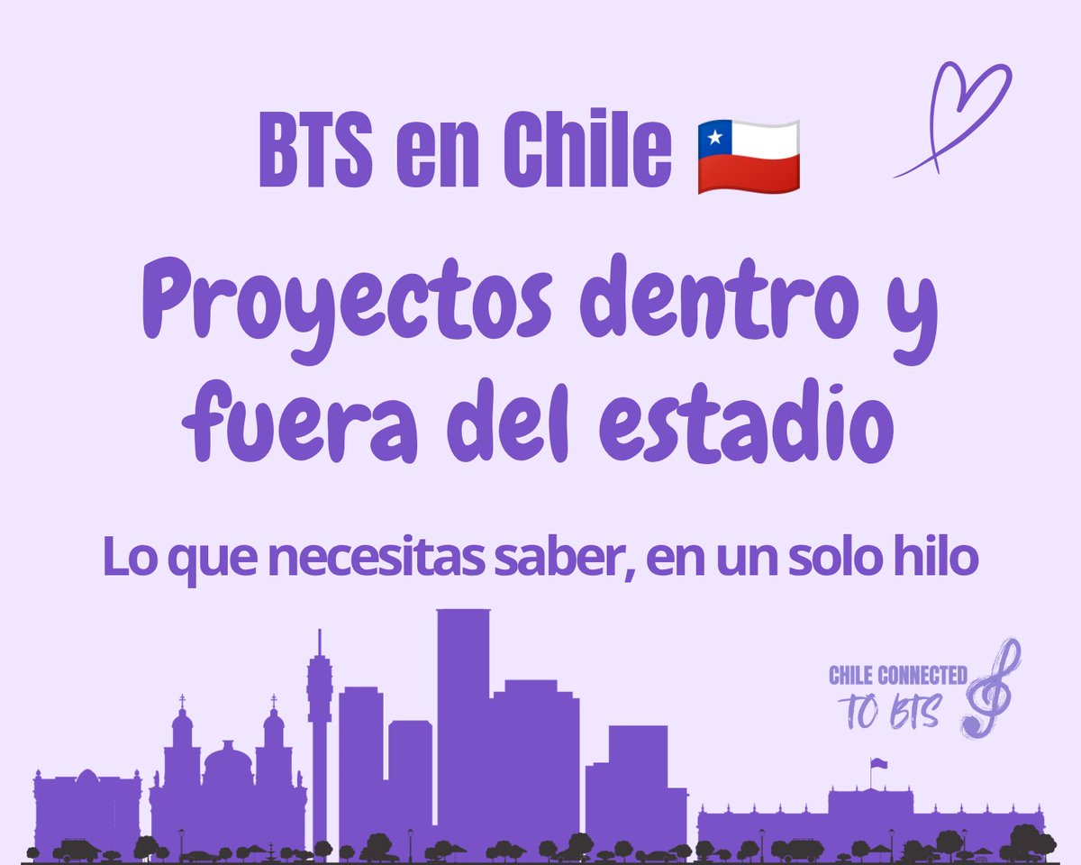 ConnectedBts's tweet photo. Todo lo que necesitas saber de los proyectos de BTS en Chile 🇨🇱
Dentro y fuera del estadio

Aclaración importante, solo difundiremos los proyectos hechos por las fanbases y también ideas que hemos agregado con el tiempo y que se pueden ejecutar
Otros proyectos hechos de parte de Army no lo vamos a difundir, pero son libres de elegir, difundir y de hacerlos 💜🫶🏻

#BANGTANPALOOZA
