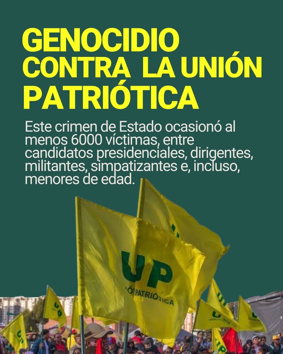 Ccajar's tweet photo. #EnLaMemoria 🌷Hoy, 11 de octubre, Día Nacional por la Dignidad de las Víctimas del Genocidio contra la Unión Patriótica, reivindicamos la memoria de quienes vivieron una vida comprometida con una Colombia más justa.
 
 Honramos sus vidas, sus luchas y sus ideales. Su memoria permanece viva en la defensa de un país más justo, sin violencia y en el que hechos atroces como estos no se repitan.#QueNoSeRepita