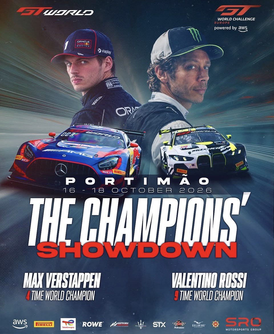 BehindTheGP's tweet photo. Masih ingin nonton Max Verstappen balapan?? 

Tenang, karena akhir pekan depan Verstappen akan bertemu dengan Valentino Rossi, Sean Gelael, juga Arthur Leclerc di Portimao dalam balapan final GT World Challenge Eropa! https://t.co/pOUwnlkUnW