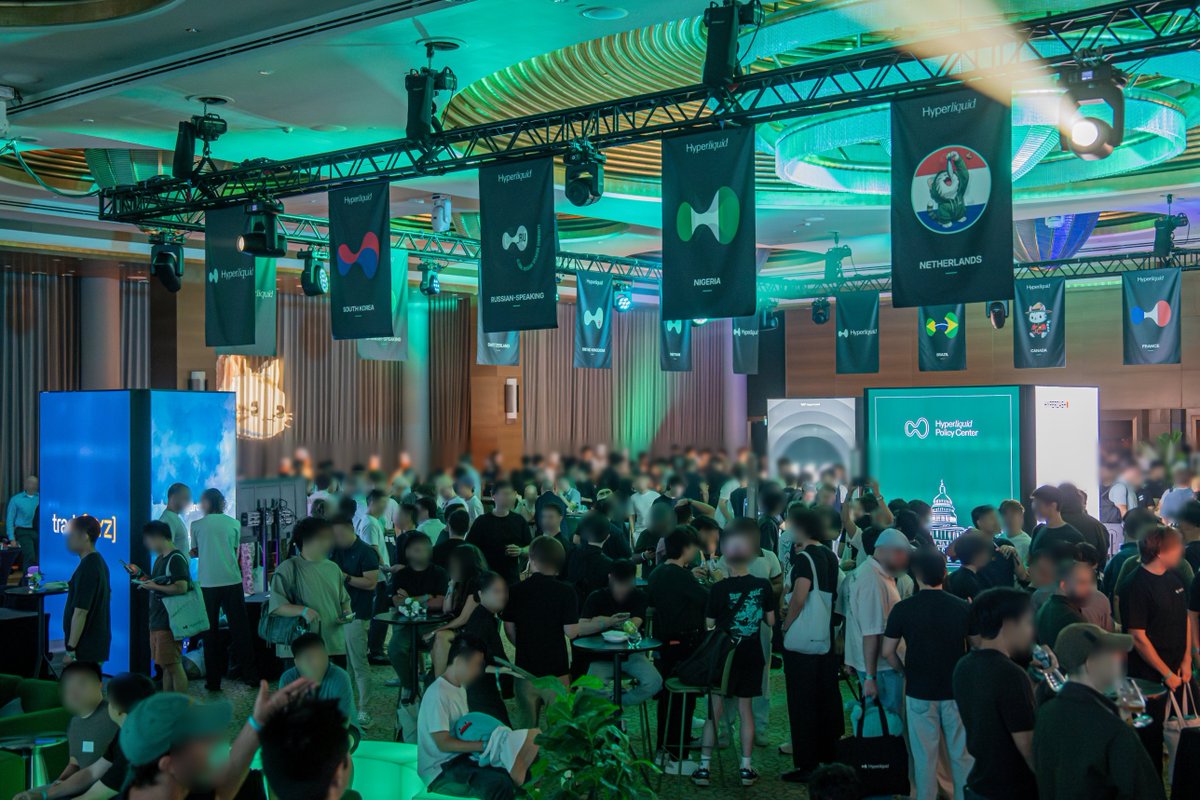 HyperliquidX's tweet photo. Thank you to everyone who traveled near and far to make it to Monday's community event. Multiple members of the ecosystem hosted their own events to celebrate Hyperliquid and the community throughout the week. Thank you to every organizer for the hard work and dedication behind each one.

The builder booths were a highlight for many. To everyone building on Hyperliquid: thank you for bringing more of finance onchain and spreading the word.

Since last year, even more builders, users, and institutions have contributed to the ecosystem's growth. Hyperliquid's vision is to be infrastructure to house all finance, and every year, that vision becomes more of a reality.