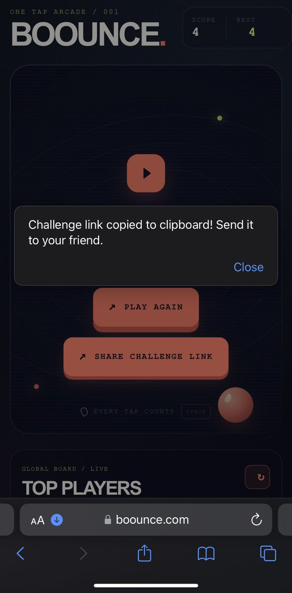 noniwrld's tweet photo. @Joi2James https://t.co/qekt1ZX3tv -  building Boounce. Check it out. 

A social game to play alone or with friends.

Boounce is a fast browser arcade game. 

- ⁠Keep the ball in the air and beat your best score. It’s like the football game “kick ups”, using your fingers. https://t.co/Tn6BeybzSt