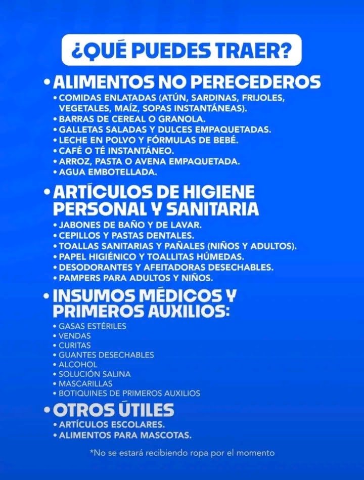 gomezmr8's tweet photo. Lista de algunas cosas que puedes donar, aunque cualquiera ayuda es buena. #Solidaridad #Empatia 🙏🏻 https://t.co/5bqwS5JvGa