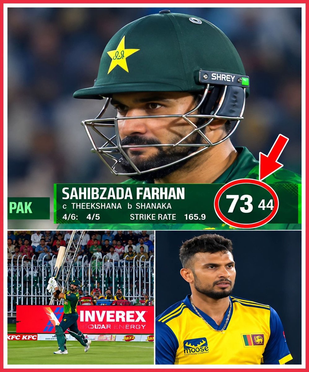 UroojNK99's tweet photo. Fortune favors the brave! 🍀🏏 Sahibzada Farhan capitalizes on the lifelines with a blazing 73 off 44.
#SahibzadaFarhan #PakistanCricket #PAKvSL #GreenShirts #CricketFever #PakistanZindabad #T20Cricket #CricketReels #ViralCricket #PCBs #uroojnk99 https://t.co/mubkza88y3