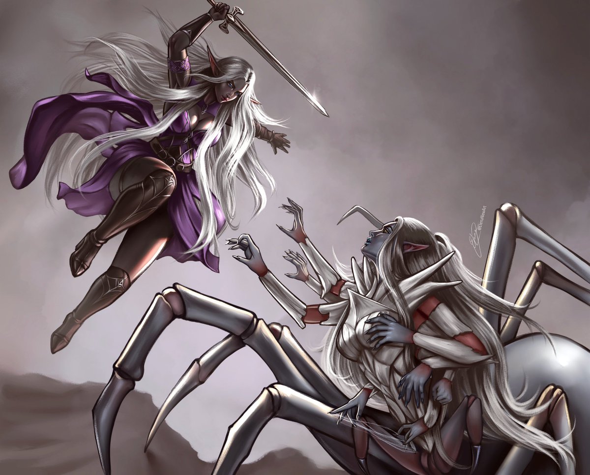 ElenaNewArt's tweet photo. Eilistraee vs Lolth https://t.co/9qpObWweWS